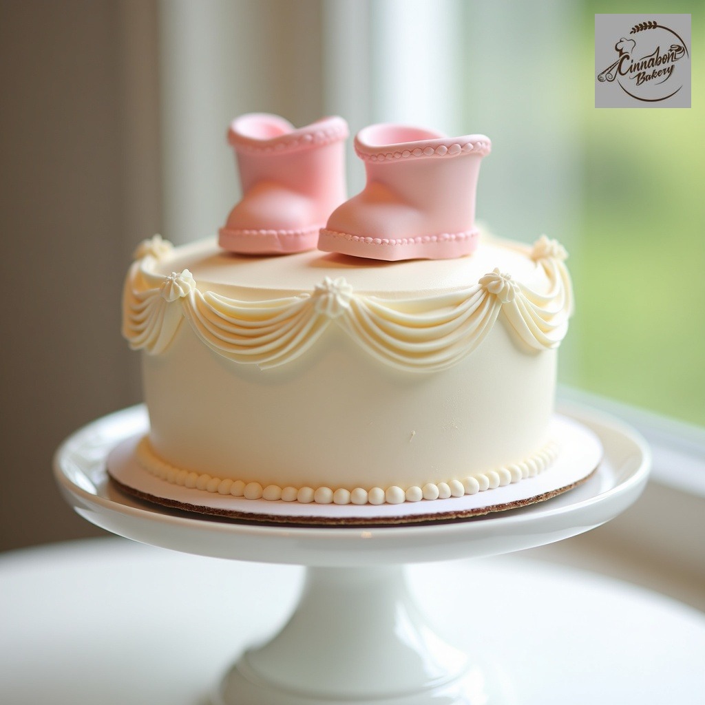 Baby Shower Cake with fondant boots