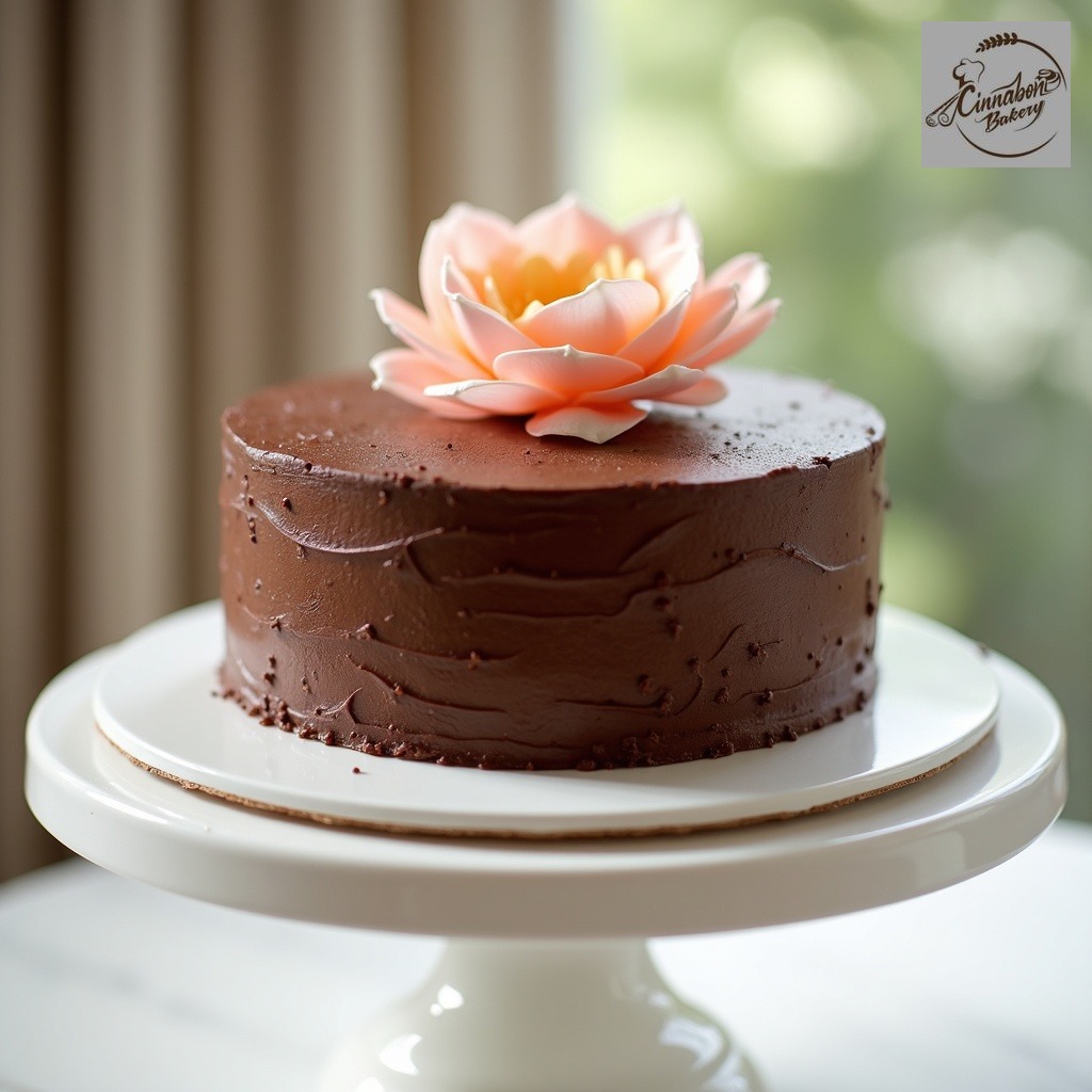 Chocolate Cake with flower topper