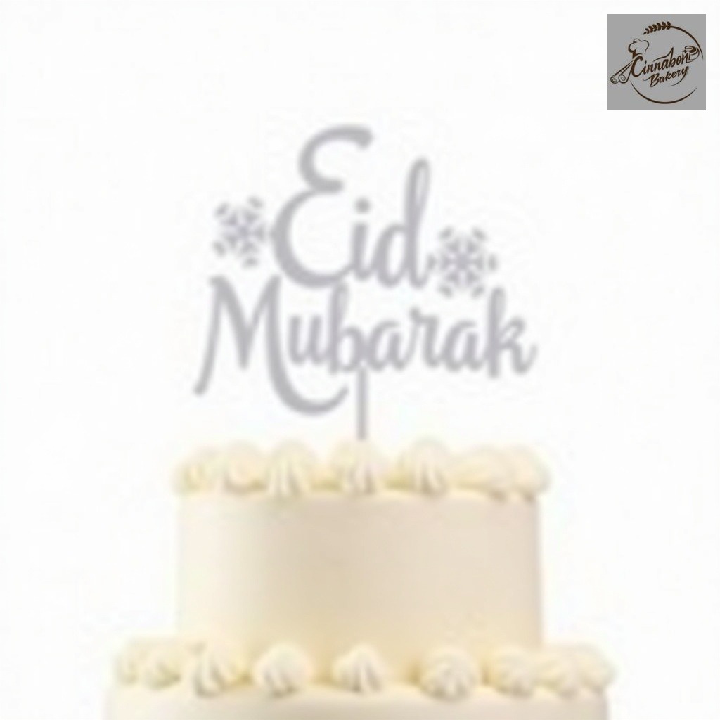 Eid Mubarak Cake Topper - Silver