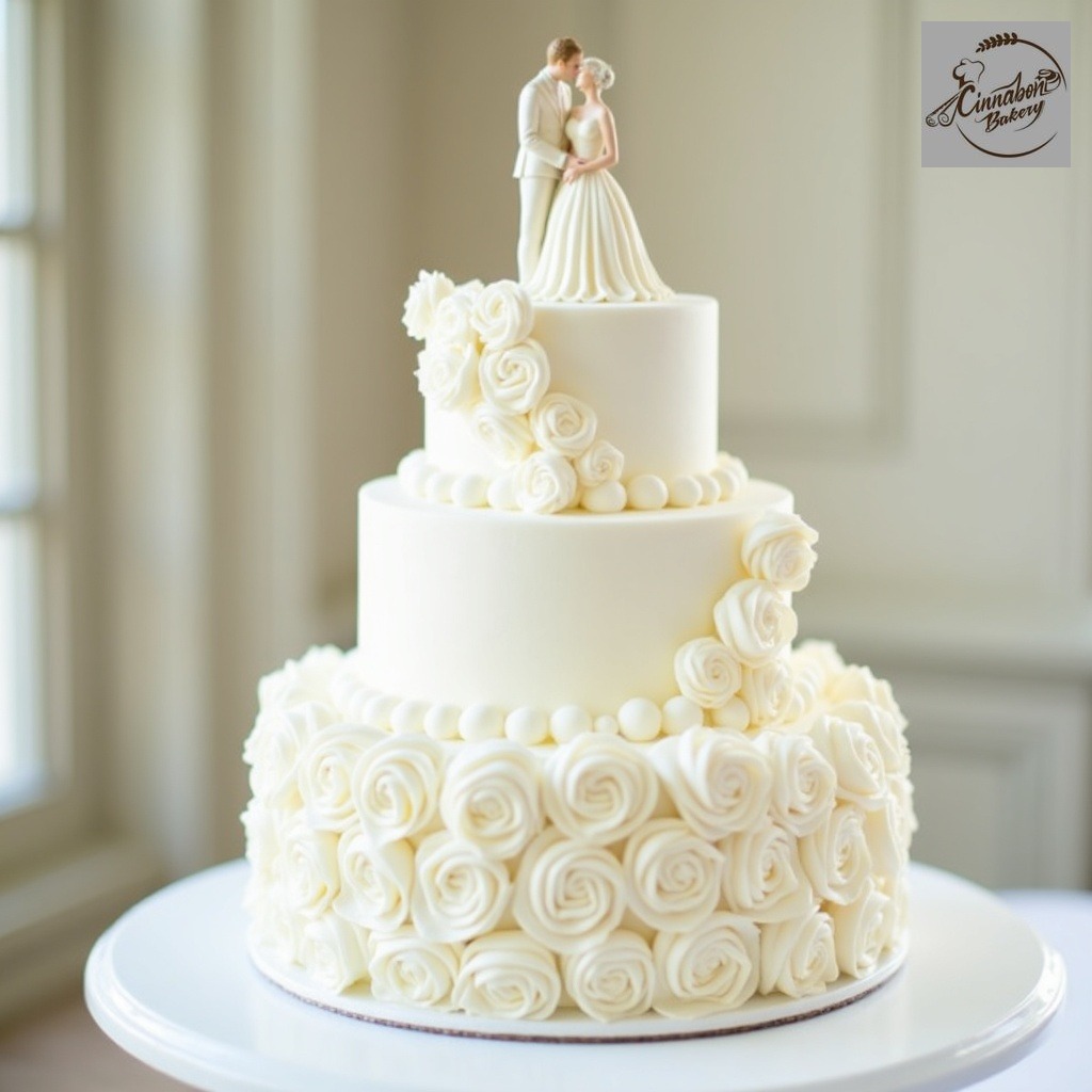 Ivory Romance Wedding Cake