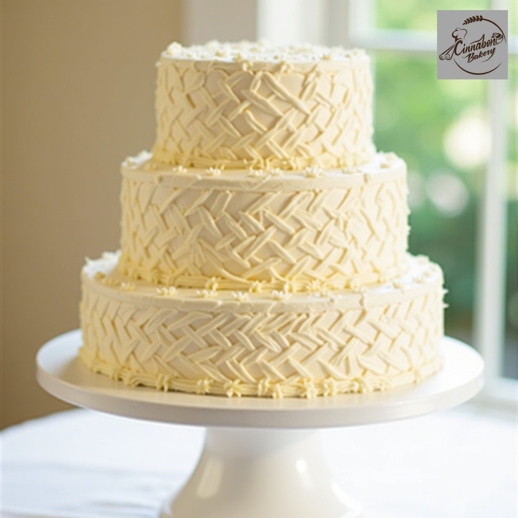Three Tier Basket Weave Wedding Cake
