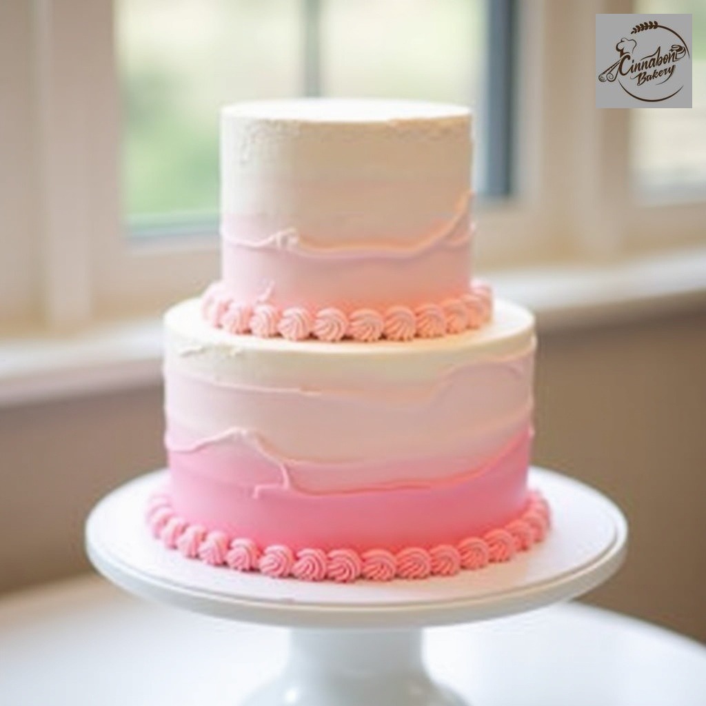 Two Tier Pink Ombre Wedding Cake
