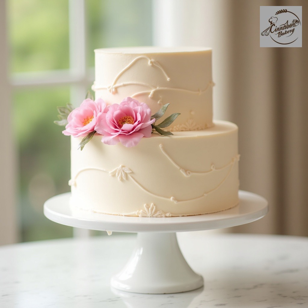 Wedding Cake With Peonies